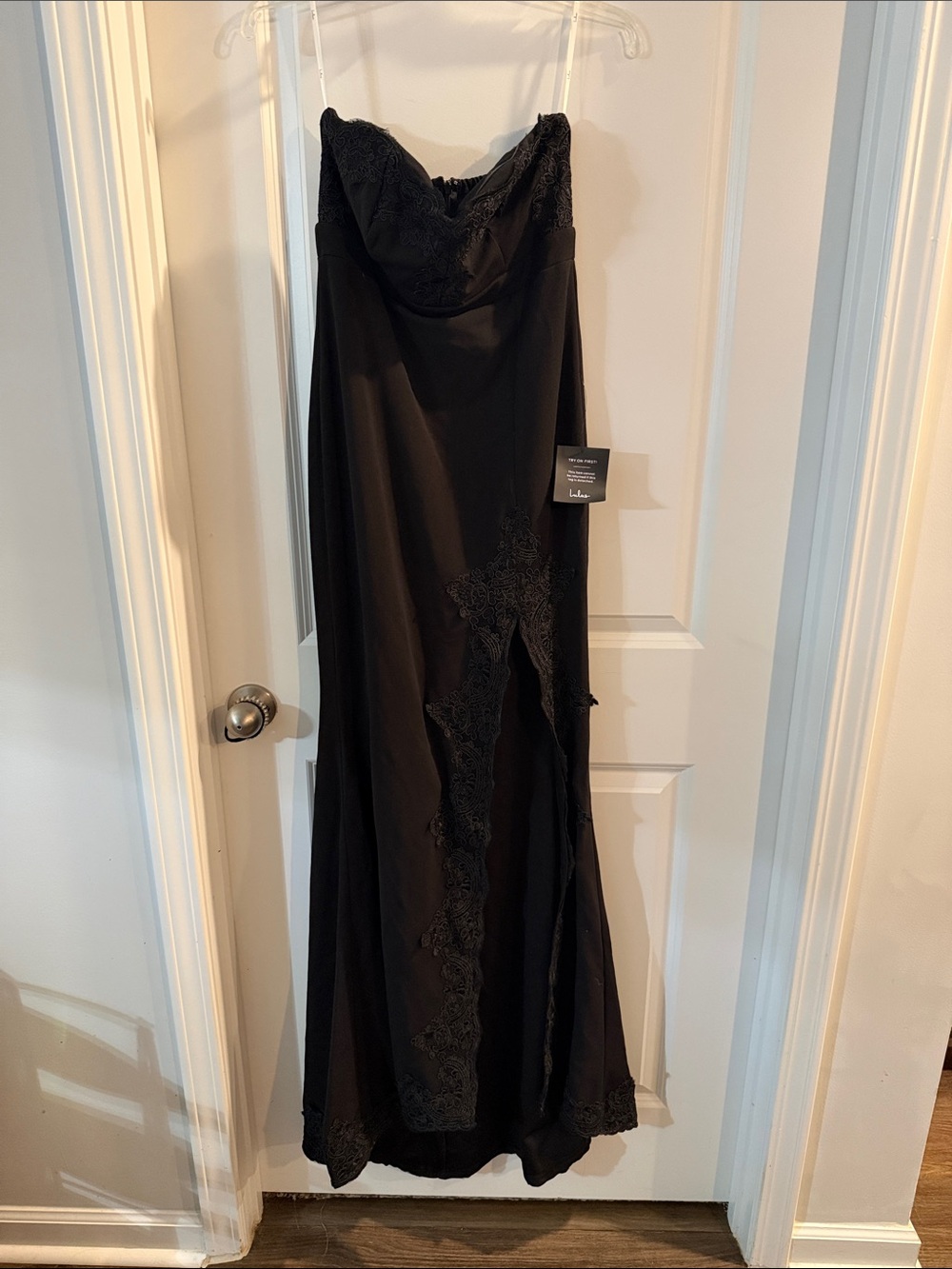 Lulus Black Lace-Trim Chemise Slip